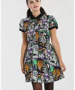 New In Hell Bunny Be Afraid Halloween 60's Mini Dress Multi