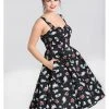 New In Hell Bunny Star Catcher Unicorn 50's Swing Dress Black