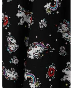 New In Hell Bunny Star Catcher Unicorn 50's Swing Dress Black