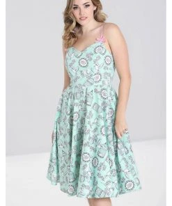 Hell Bunny Birdcage 50's Swing Dress Mint New In