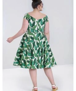 Hell Bunny Rainforest 50's Swing Dress Ivory New In