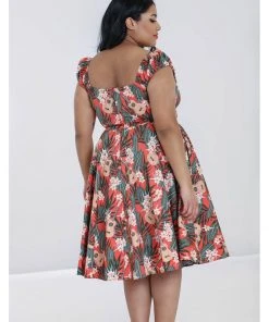 Hell Bunny Ukulele 50's Swing Dress Orange New In