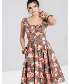 Hell Bunny Ukulele 50's Swing Dress Orange New In