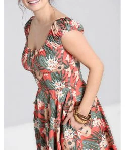 Hell Bunny Ukulele 50's Swing Dress Orange New In