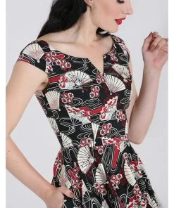 Hell Bunny Lanah Fan 50's Swing Dress Black
