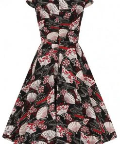 Hell Bunny Lanah Fan 50's Swing Dress Black