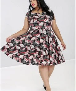 Hell Bunny Lanah Fan 50's Swing Dress Black