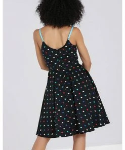 Hell Bunny True Love Hearts Mid 50's Swing Dress Black