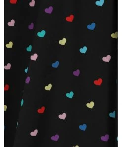 Hell Bunny True Love Hearts Mid 50's Swing Dress Black