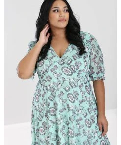 Hell Bunny Willow Sparrow Birdcage 70's Midi Dress Mint New In