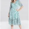 Hell Bunny Willow Sparrow Birdcage 70's Midi Dress Mint New In