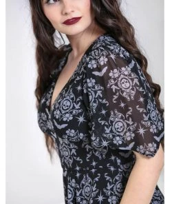 Hell Bunny Lost Whispers 70's Dress Black