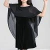 Hell Bunny Draco Cape Velvet 70's Dress Black New In
