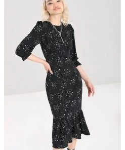 Hell Bunny Zodiac 70's Maxi Dress Black New In