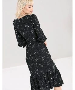 Hell Bunny Zodiac 70's Maxi Dress Black New In