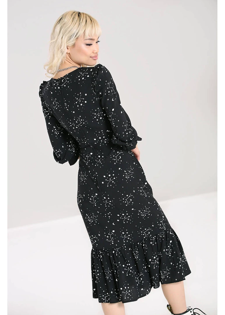 Hell Bunny Zodiac 70's Maxi Dress Black New In