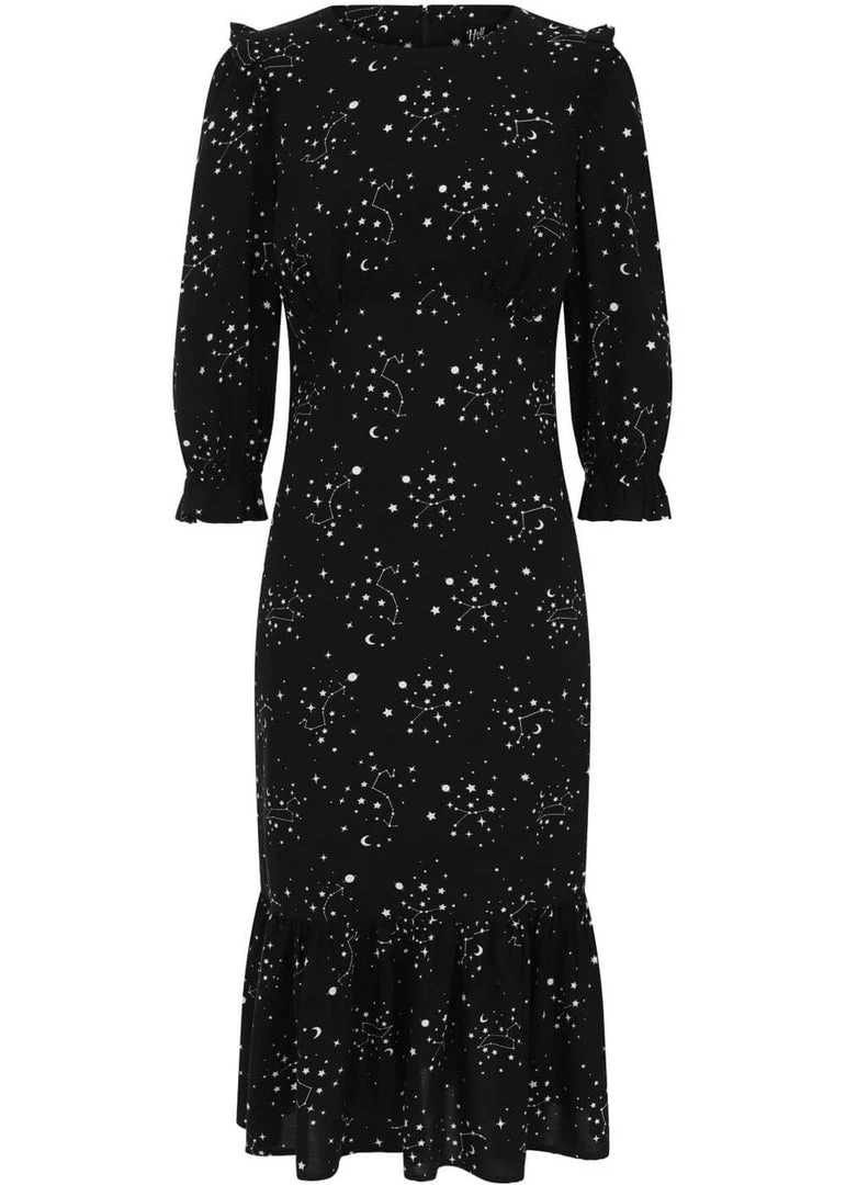 Hell Bunny Zodiac 70's Maxi Dress Black New In