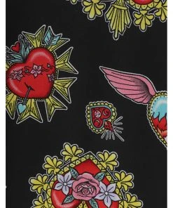 Hell Bunny Amias Sacred Heart 60's Dress Black New In