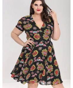 Hell Bunny Amias Sacred Heart 60's Dress Black New In