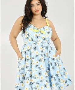 New In Hell Bunny Daisy 50's Swing Dress Blue
