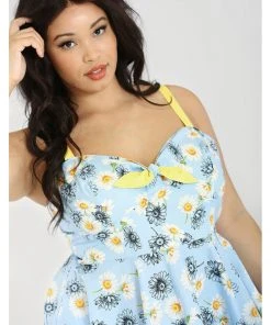 New In Hell Bunny Daisy 50's Swing Dress Blue