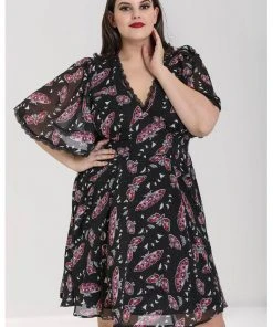 New In Hell Bunny In The Moonlight Moth 70's Dress Black