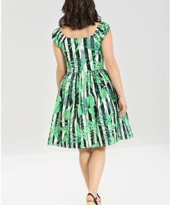 Hell Bunny Solana Leaves 50's Mid Swing Dress Black White
