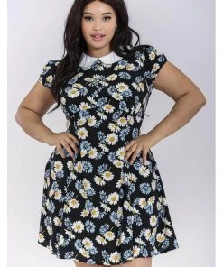 Hell Bunny Daisy 60's Mini Dress Black New In