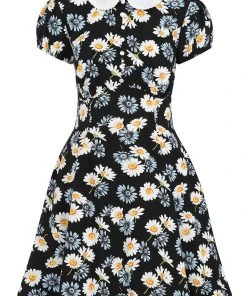 Hell Bunny Daisy 60's Mini Dress Black New In