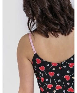 New In Hell Bunny Lollies Hearts 50's Swing Dress Black