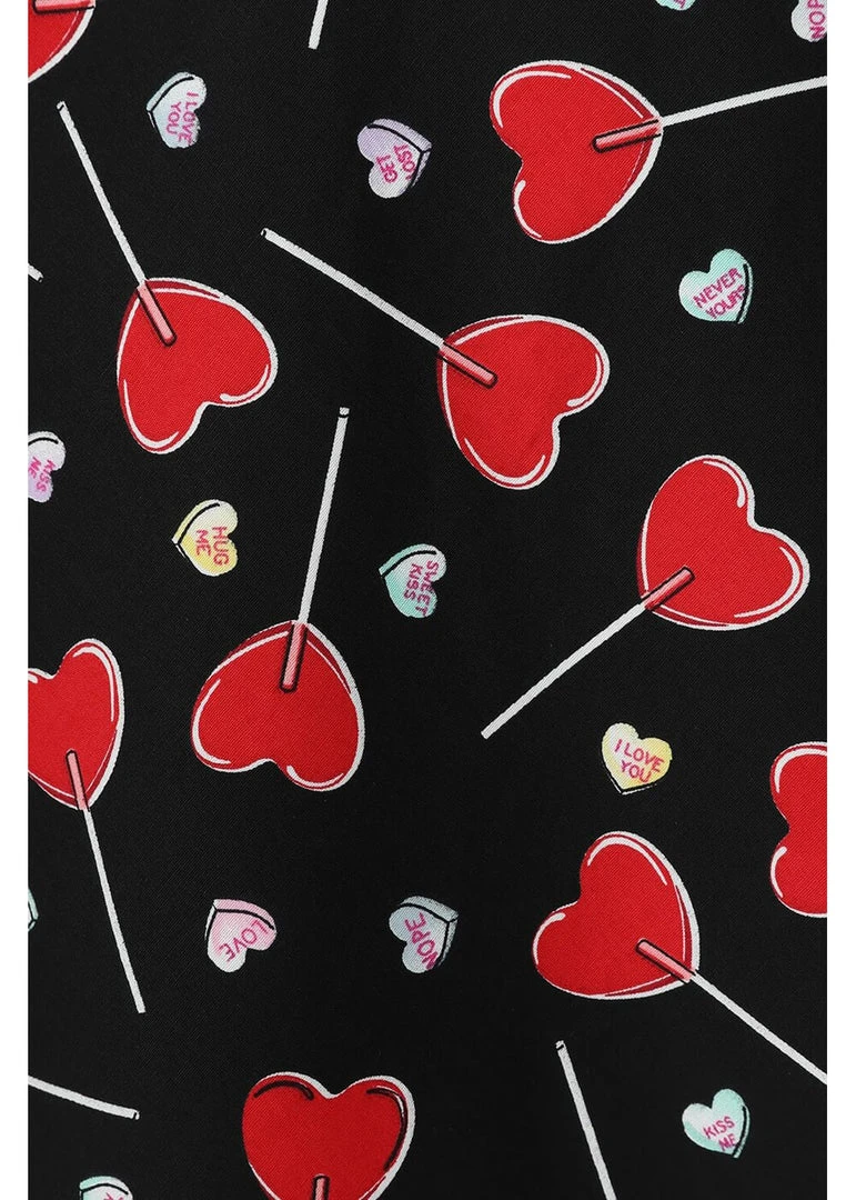 New In Hell Bunny Lollies Hearts 50's Swing Dress Black