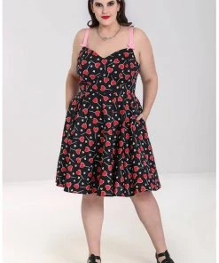 New In Hell Bunny Lollies Hearts 50's Swing Dress Black