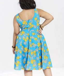 Hell Bunny Valencia Oranges 50's Swing Dress Blue