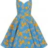 Hell Bunny Valencia Oranges 50's Swing Dress Blue