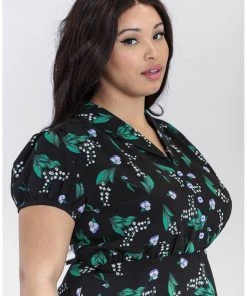 New In Hell Bunny Good Luck 40's Midi Dress Black