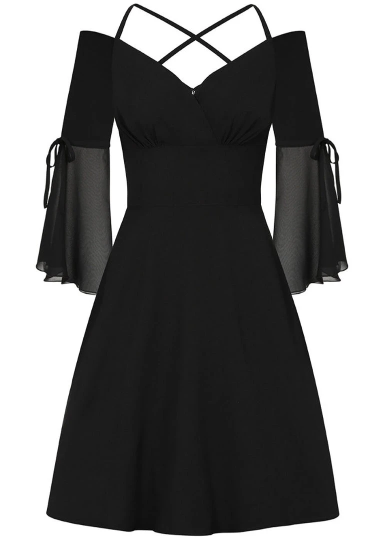 New In Hell Bunny Zelena 70's Dress Black