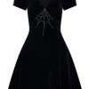 Hell Bunny Morticia Spiderweb Velvet 40's Dress Black