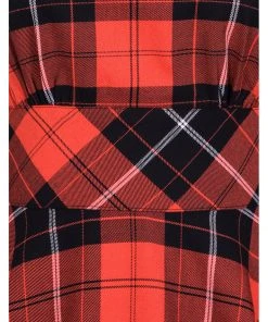 Hell Bunny Clementine Tartan 50's Swing Dress Orange New In