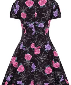 New In Hell Bunny Eloise Spiderweb 60's Mini Dress Black
