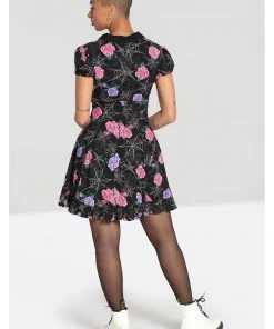 New In Hell Bunny Eloise Spiderweb 60's Mini Dress Black