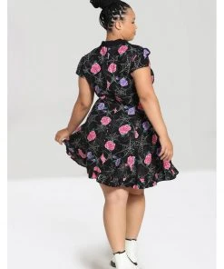 New In Hell Bunny Eloise Spiderweb 60's Mini Dress Black