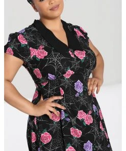 New In Hell Bunny Eloise Spiderweb 60's Mini Dress Black