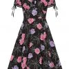 Hell Bunny Eloise Spiderweb 40's Mid Dress Black