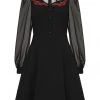 New In Hell Bunny Tallulah Snake Moon 40's Mid Dress Black