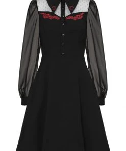 New In Hell Bunny Tallulah Snake Moon 40's Mid Dress Black