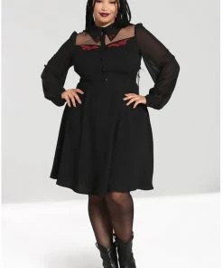 New In Hell Bunny Tallulah Snake Moon 40's Mid Dress Black