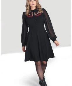 New In Hell Bunny Tallulah Snake Moon 40's Mid Dress Black