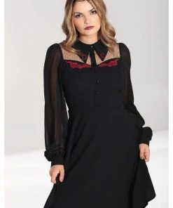 New In Hell Bunny Tallulah Snake Moon 40's Mid Dress Black
