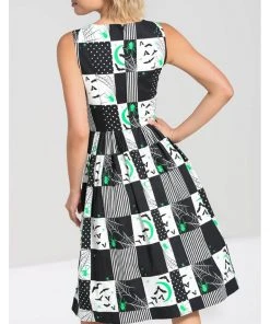 New In Hell Bunny Annie Bats 50's Swing Dress Black White