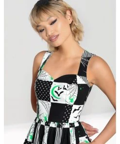 New In Hell Bunny Annie Bats 50's Swing Dress Black White